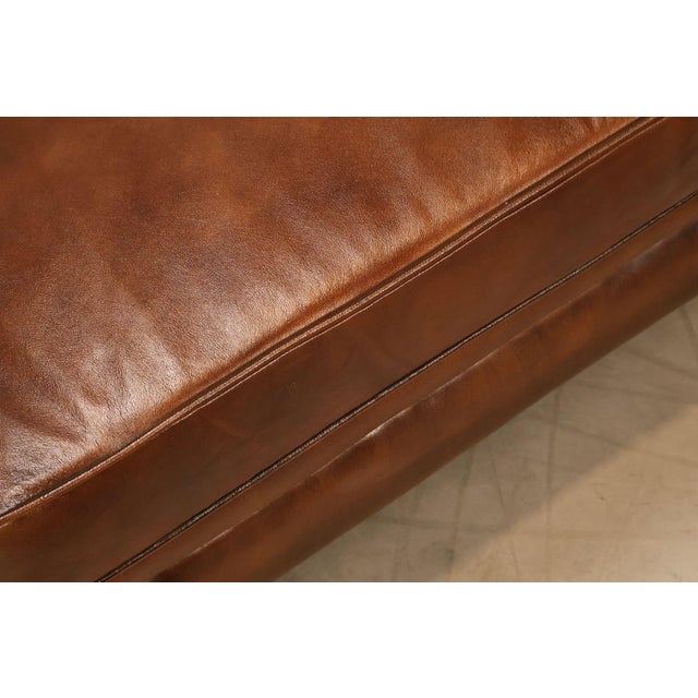 Brown Chesterfield Style 6 Foot Cognac Brown Tufted Leather Sofa For Sale - Image 8 of 16