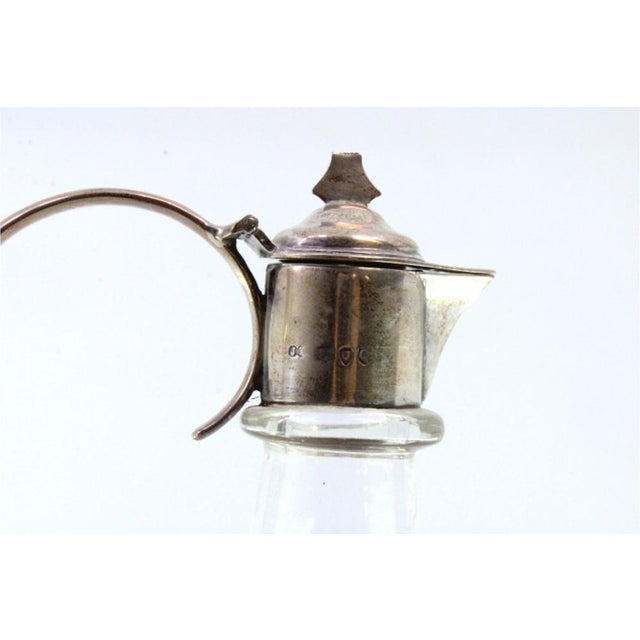 Glass Wine Jug with Smooth Silver Frame and Knob For Sale - Image 5 of 8