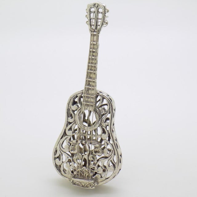 Vintage Italian Handmade Silver Guitar, Tuscany, 1980s For Sale - Image 3 of 12
