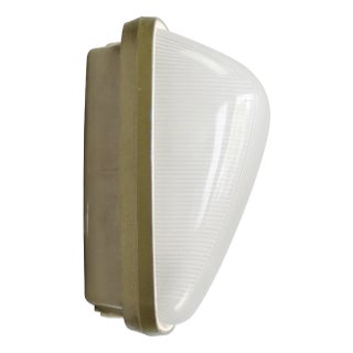 Vintage Industrial French Green Frosted Cut Glass Sconce For Sale