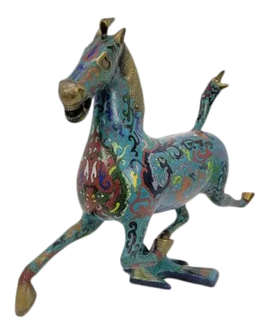 Chinese Cloisonne Enamel Gilt Success Horse Statue