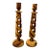 Vintage MCM Holy Land Olive Wood Spiral Pilar Candlesticks Holders-Pair For Sale