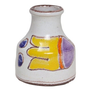 Diminutive Italian Modern Ceramic Bud Vase With Floral Motif by Giovannni De Simone For Sale