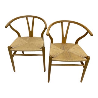 Pair of Hans Wegner Wishbone Chairs For Sale