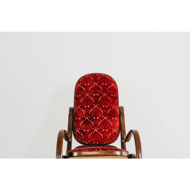 Vintage Bentwood and Red Velvet Rocking Chair, 1950s For Sale - Image 6 of 10