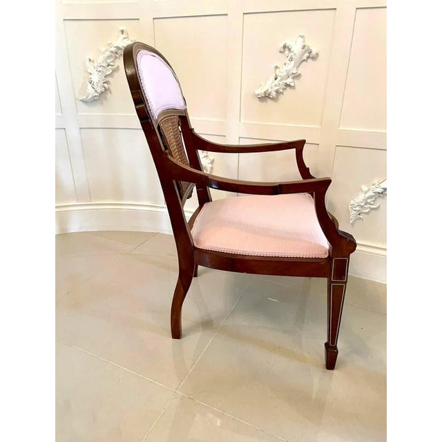 Antique Edwardian Mahogany Inlaid Armchair For Sale - Image 3 of 15