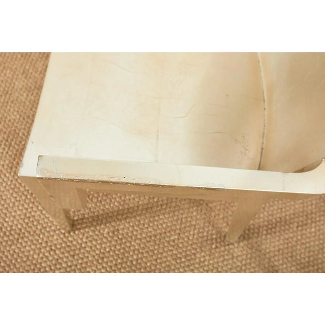 Set of Six Karl Springer Jmf Silver Leaf Dining Chairs For Sale - Image 9 of 13