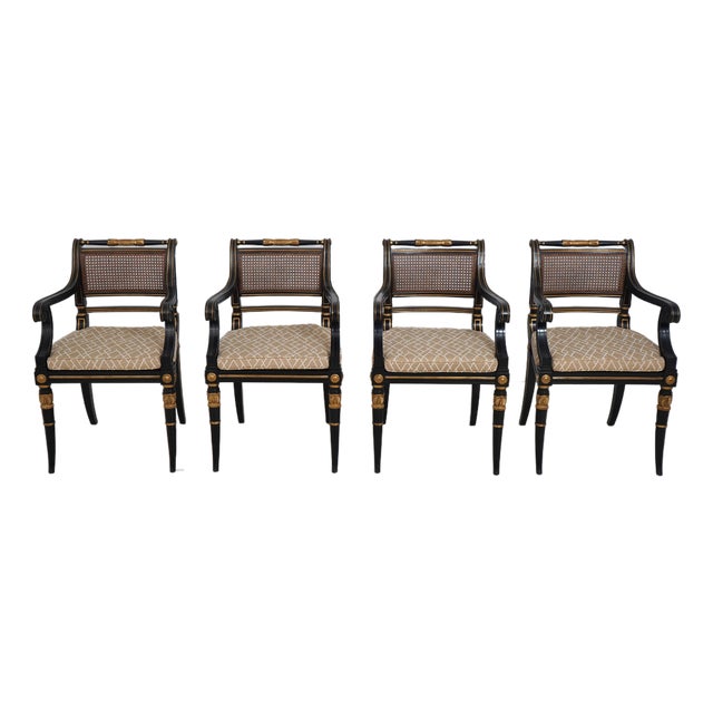 Set of 4 Baker Neoclassical Regency Armchairs For Sale