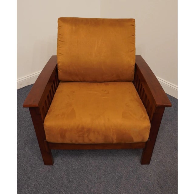 Alison Furniture Contemporary Mission Style Accent Arm Chair W. Faux