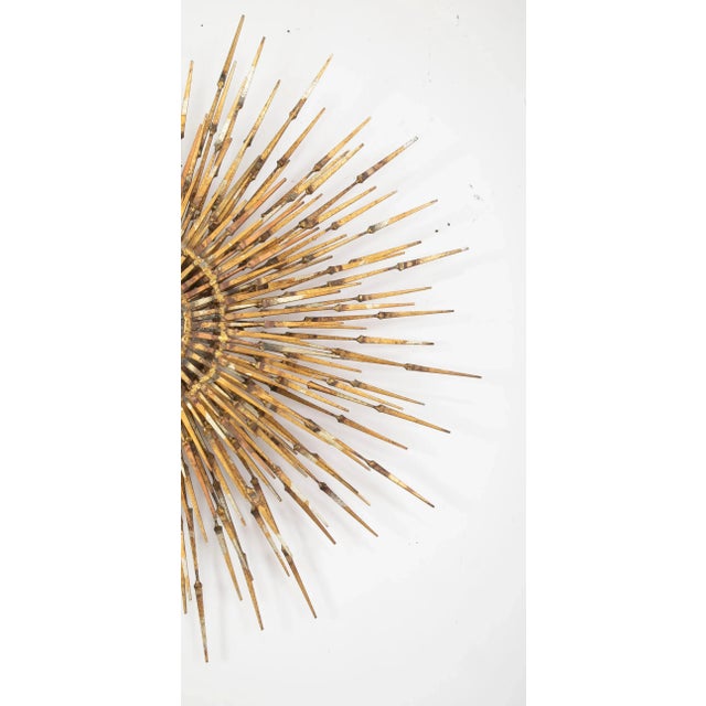 Mid-Century Modern Gilt Iron Sunburst Wall Sculpture by William Bowie For Sale In New York - Image 6 of 8