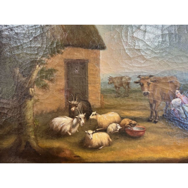 Green Pair of 19th Century French Pastoral Oil Paintings in Blackened Frames For Sale - Image 8 of 11
