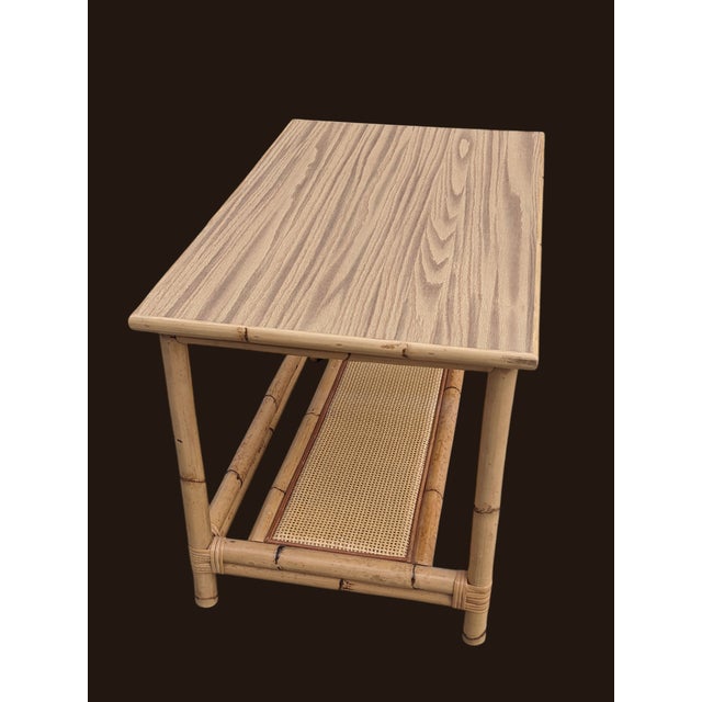 Wood Vintage McGuire Style Mid Century Bamboo and Rattan Coffee Table For Sale - Image 7 of 11