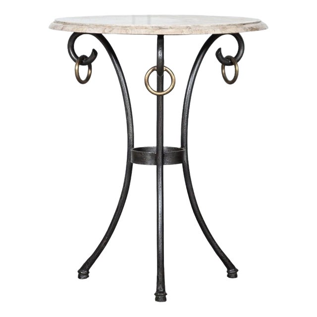 Mid-Century French Iron and Stone Table For Sale