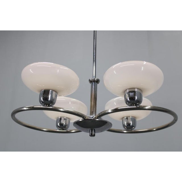 Chrome and Glass Chandelier attributed to Drukov, Former Czechoslovakia, 1950s For Sale - Image 4 of 18