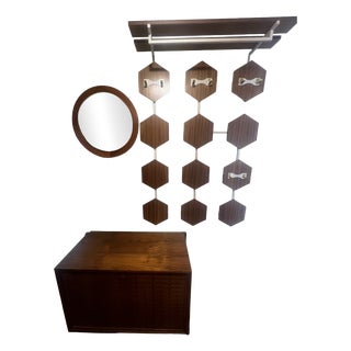 Architectural Danish Modern Entryway Ensemble attributed to Poul Cadovius for Cado, Denmark, 1965, Set of 3 For Sale