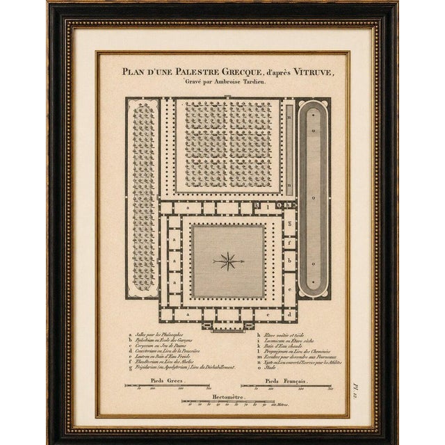 Paper Tardieu, Ancient Greek Gymnasium and Palaestra Plan After Vitruvius, 1825, Engraving For Sale - Image 7 of 9