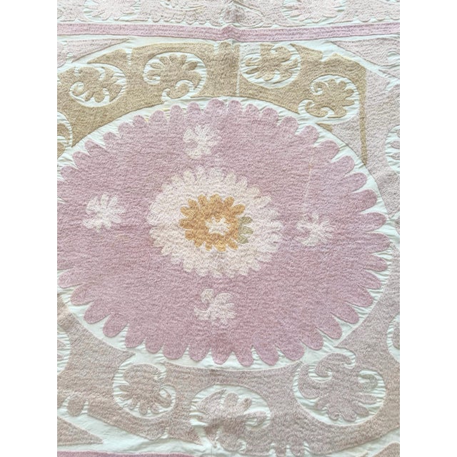 Boho Vintage Suzani from Central Asian, circa mid-1960s. There are stains on this suzani. Dimension; 56'' x 66'' inches /...