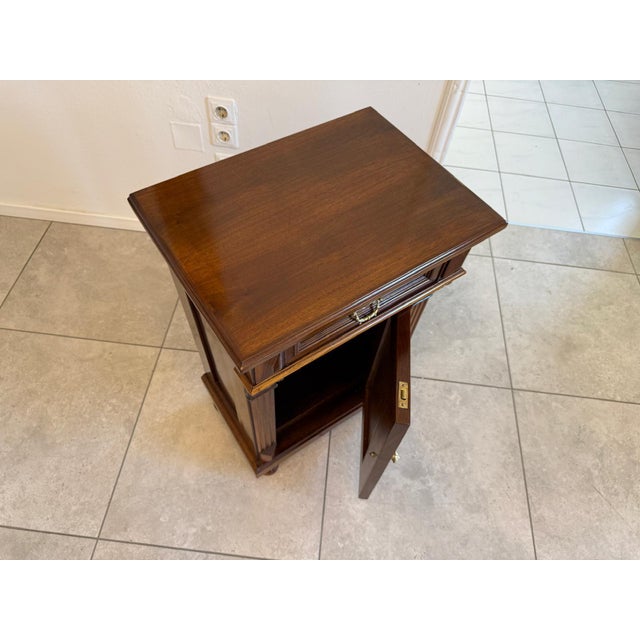 Brown Gründerzeit Bedside Table in Oak For Sale - Image 8 of 11