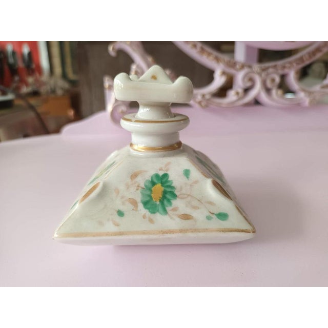 Antique French Hand Painted Porcelain Perfume Bottles, Set of 2 For Sale - Image 4 of 14