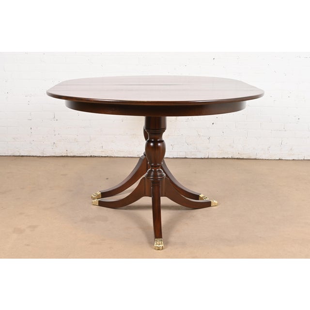 Henkel Harris Georgian Solid Mahogany Double Pedestal Extension Dining Table, Newly Refinished For Sale - Image 10 of 12