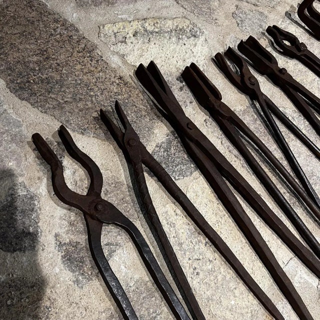 Early 20th Century Antique Iron Worker Hand Forged Vintage Tools Set of 9 For Sale - Image 5 of 7