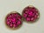 Metal Vintage Weiss Magenta Pink Rhinestone Earrings Gold Tone Rhinestone Cluster Clip-Ons, A Pair For Sale - Image 7 of 14
