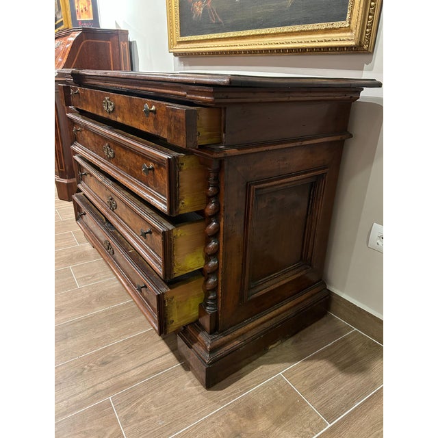 17th Century Walnut Burl Chest of Drawers, Central Italy, 17th Century For Sale - Image 5 of 10