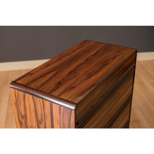 Wood Mid Century Modern Rosewood Tall Dresser Chest by Westnofa of Norway For Sale - Image 7 of 13
