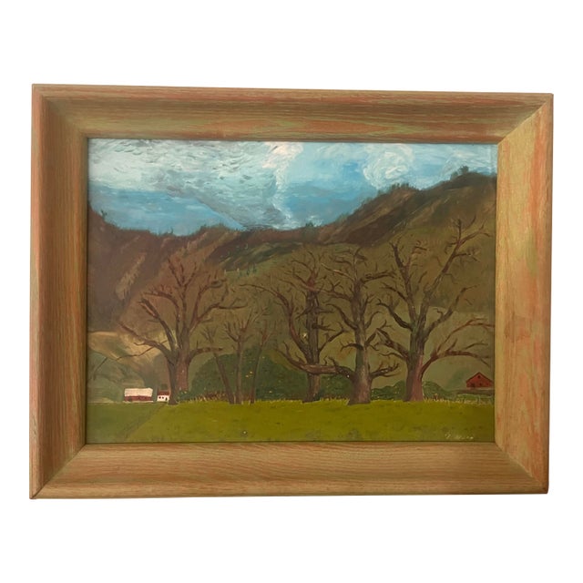 Vintage 1966 Ted M Original Oil Painting Mountain Landscape Signed Framed For Sale
