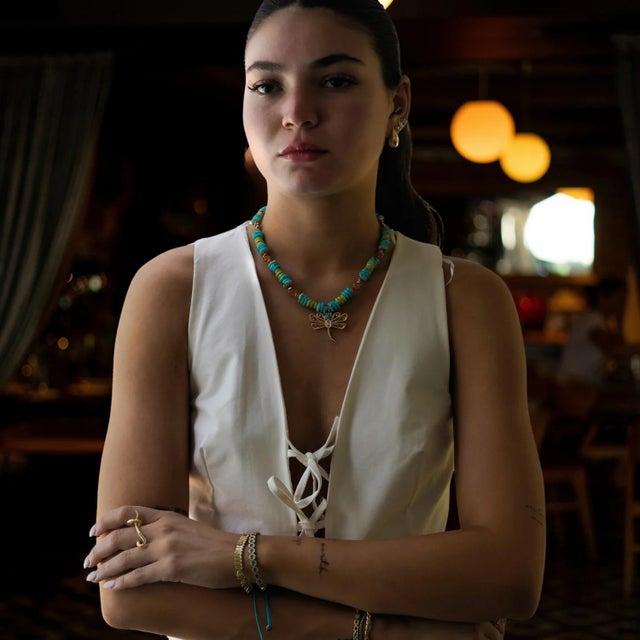 Transformation Dragonfly Gold & Turquoise Pendant Unique Necklace For Sale - Image 4 of 8