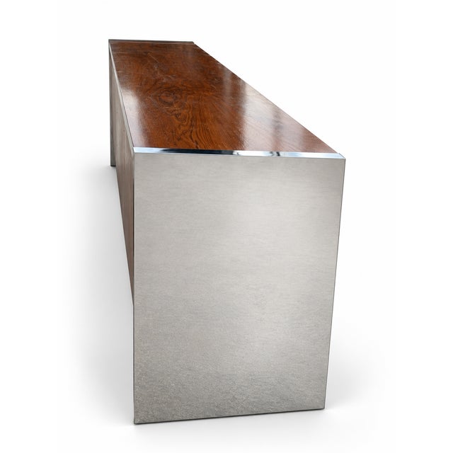 Chrome 1970s Roger Sprunger for Dunbar Rosewood and Chrome Credenza Sideboard For Sale - Image 8 of 10