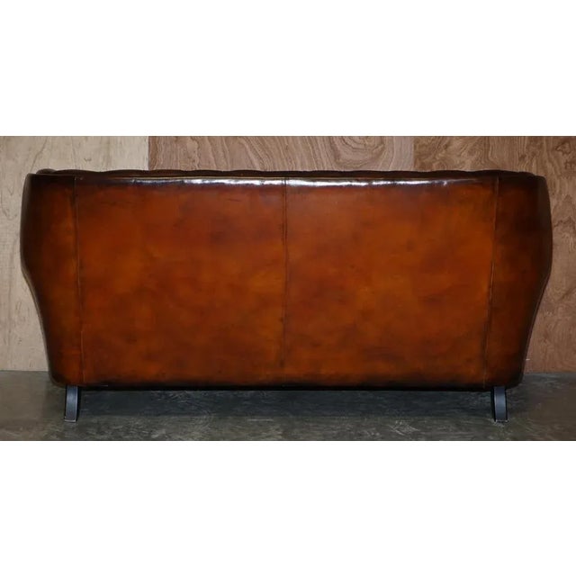 Hand Dyed Brown Leather Chesterfield Sofa For Sale - Image 12 of 15