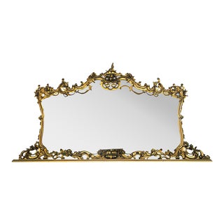 Vintage Golden Wood Mirror with Inlays, 1950s For Sale