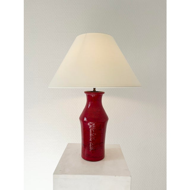 Vintage Red Ceramic Lamp, 1955 For Sale - Image 6 of 7