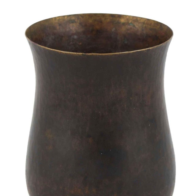 Dark Patina Brass Vase by Eugen Zint, Germany, 1960s For Sale - Image 3 of 5