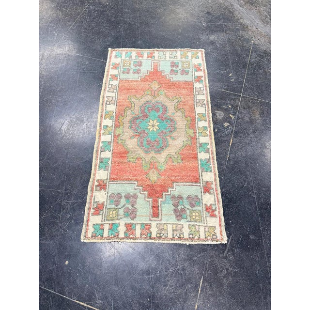Red Turkish Mini Rug Oriental Hand Knotted Vintage Rug 1'7" x 2'11" #17891 For Sale - Image 8 of 8