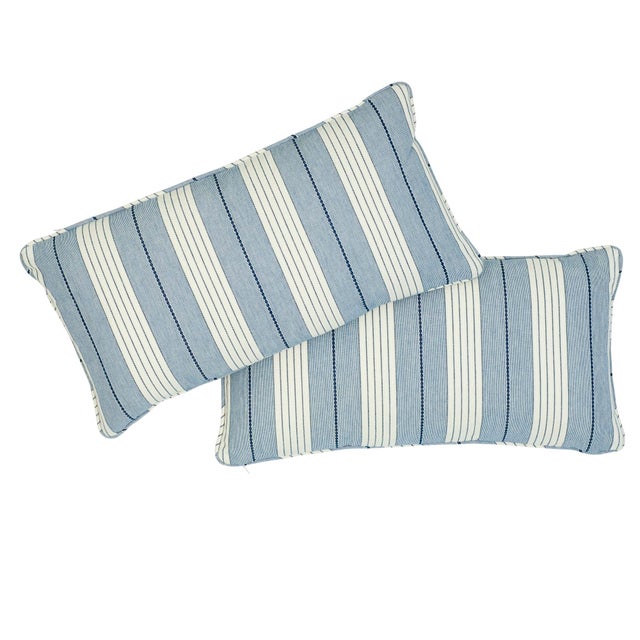 This 12" x 24" pillow features Audrey Stripe in Navy. Charming and casual, this stripe is full of sweet details that are...