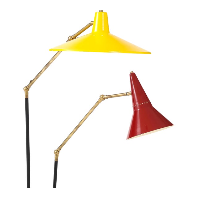 1960's Mid-Century Modern Two Arm Italian Floor Lamp in the Style of Stilnovo For Sale