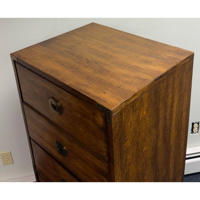 Vintage Campaign-Style Six-Drawer Lingerie Chest With Brass Accents For Sale - Image 10 of 12