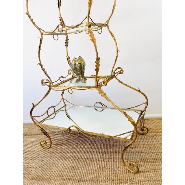 1960s Vintage 1960s Italian Gold Gilt Curvy Tiered 2pc Etagere Shelf For Sale - Image 5 of 17