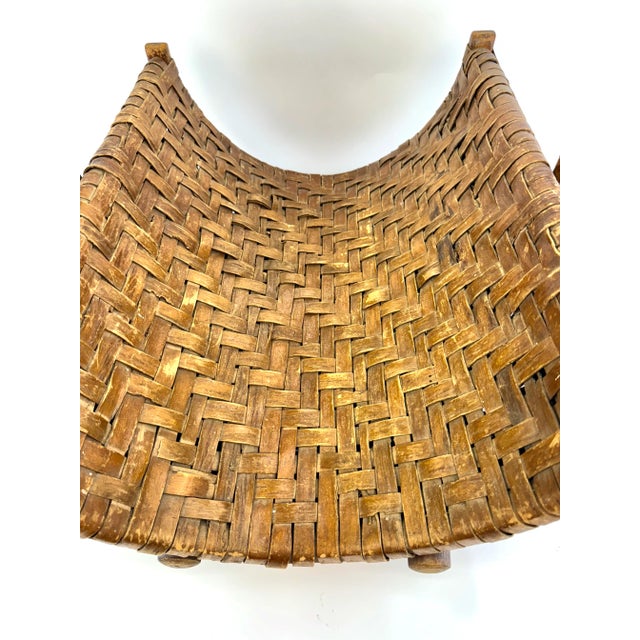 Rustic European Vintage Late 19th Century Woven Bentwood Log Basket For Sale - Image 3 of 12