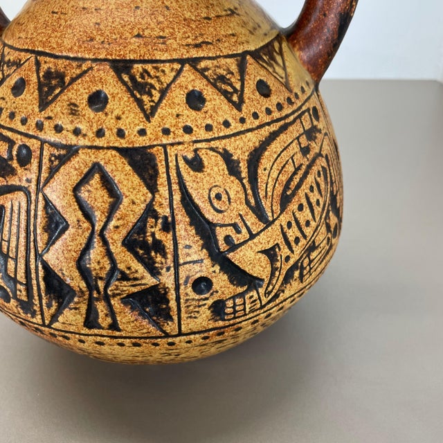 XXL Colorful Pottery Fat Lava Maya Tiki Vase from Jasba