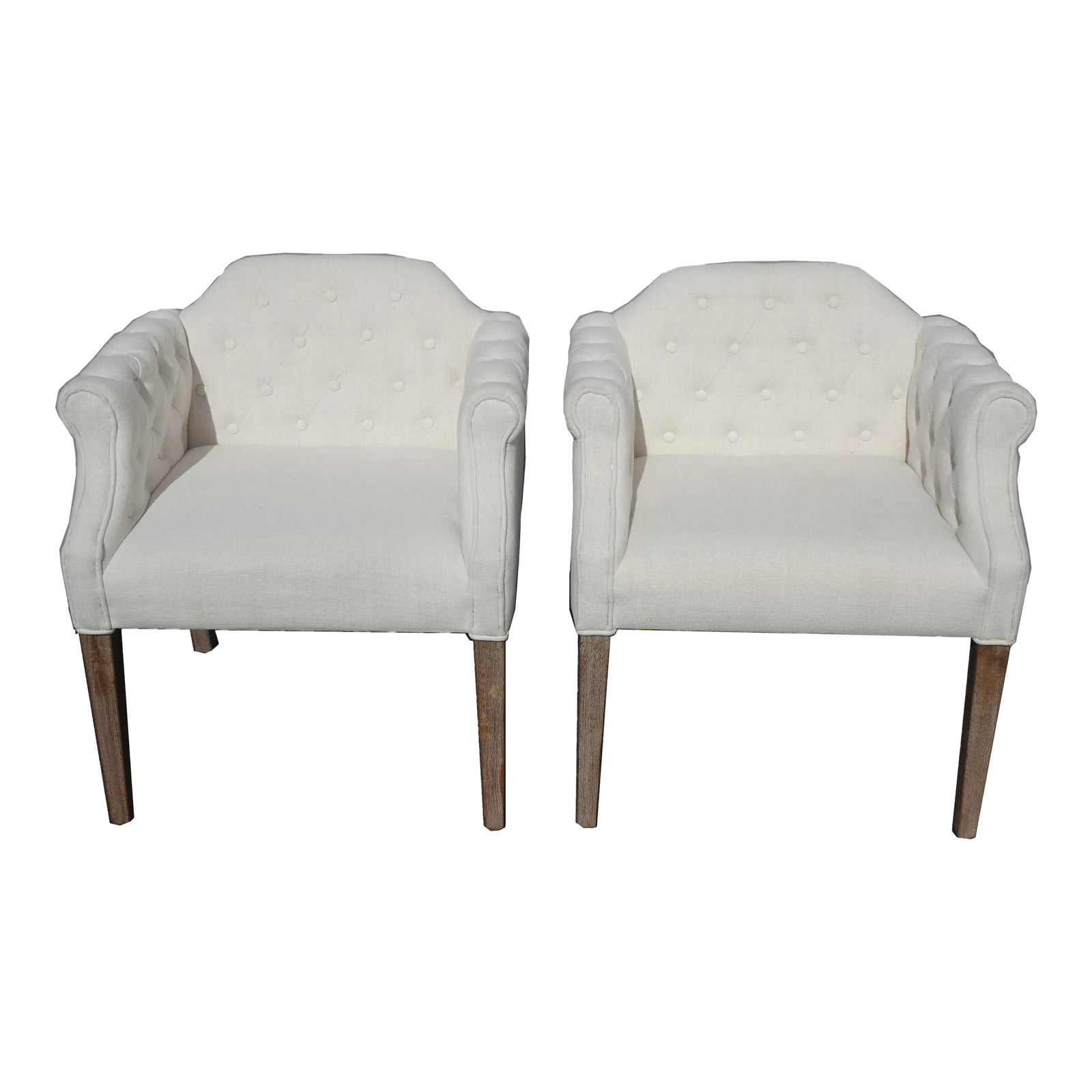 Pair of Tommy Hilfiger White Tufted Accent Chairs Chairish