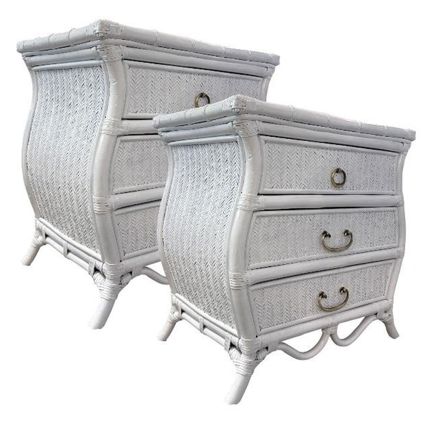 Vintage Bombay-Style Rattan 3-Drawer Chests – a Pair Elevate your space with this striking pair of vintage Bombay-style...