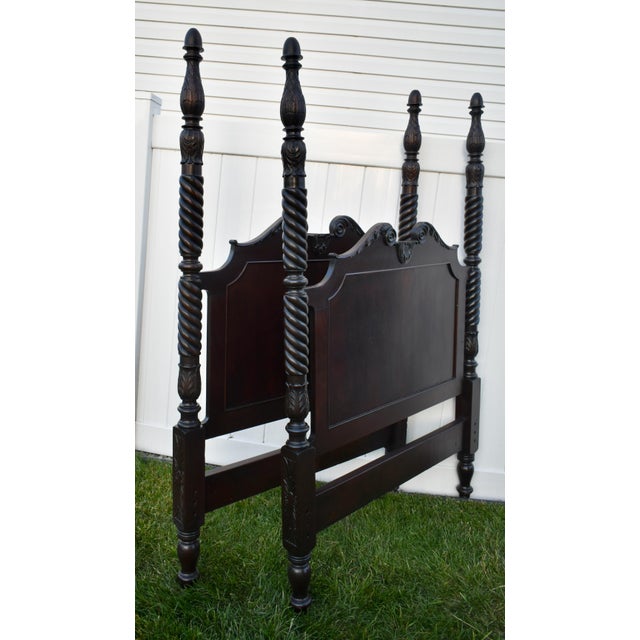 Antique Pair of Carved Mahogany Twin Size Federal Style Headboards