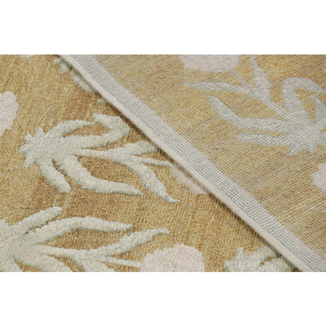 Textile Rug & Kilim’s Block Print Rug Design With Pink and Green Floral Patterns For Sale - Image 7 of 7