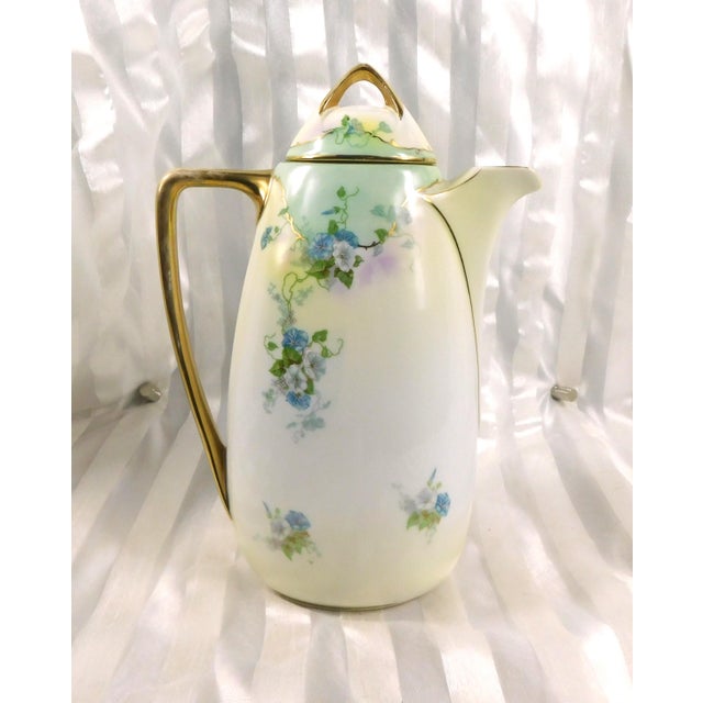 Contemporary Royal Rudolstat Chocolate Pot Coffee Pot With Blue Flowers For Sale - Image 3 of 12