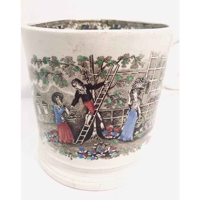 Nineteenth Century English Hand Painted Staffordshire Frog Mug With Garden Scenes For Sale In West Palm - Image 6 of 9