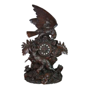 Antique German Black Forest Eagle Chamois Mantel Hunt Clock