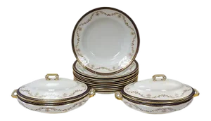 C.1880s English Copeland Pasta Set, 12 Pieces